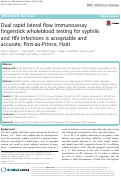 Cover page: Dual rapid lateral flow immunoassay fingerstick wholeblood testing for syphilis and HIV infections is acceptable and accurate, Port-au-Prince, Haiti