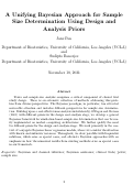 Cover page: A Unifying Bayesian Approach for Sample Size Determination Using Design andAnalysis Priors