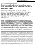 Cover page: Genetic correlations between intraocular pressure, blood pressure and primary open-angle glaucoma: a multi-cohort analysis