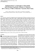 Cover page: Apolipoprotein E ε4 Genotype Is Associated with Elevated Psychiatric Distress in Veterans with a History of Mild to Moderate Traumatic Brain Injury