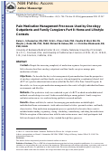 Cover page: Pain medication management processes used by oncology outpatients and family caregivers part II: home and lifestyle contexts.