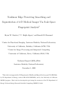 Cover page: Nonlinear edge preserving smoothing and segmentation of 4-D medical images via scale-space fingerprint analysis