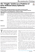 Cover page: The "Fragile" Urethra as a Predictor of Early Artificial Urinary Sphincter Erosion.