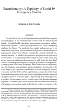 Cover page: Exceptionality: A Typology of Covid-19 Emergency Powers