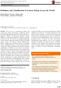 Cover page: Definition and Classification of Generic Drugs Across the World