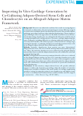 Cover page: Improving In Vitro Cartilage Generation by Co-Culturing Adipose-Derived Stem Cells and Chondrocytes on an Allograft Adipose Matrix Framework.