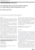 Cover page: Age-dependent effects of low-dose nicotine treatment on cocaine-induced behavioral plasticity in rats