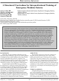 Cover page: A Structured Curriculum for Interprofessional Training of Emergency Medicine Interns