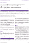 Cover page: Oral calcium supplementation associated with decreased likelihood of nephrolithiasis prior to surgery for hyperparathyroidism