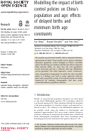 Cover page: Modelling the impact of birth control policies on China’s population and age: effects of delayed births and minimum birth age constraints