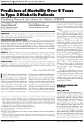 Cover page: Predictors of Mortality Over 8 Years in Type 2 Diabetic Patients Translating Research Into Action for Diabetes (TRIAD)