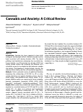 Cover page: Cannabis and Anxiety: A Critical Review