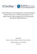 Cover page: The Enhancement and Standardization of Climate-Related Financial Disclosures and Recommendations for the Improvement of Environmental, Social, and Corporate Governance (ESG) Disclosures