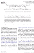 Cover page: Characterization and use of laser-based lysis for cell analysis on-chip.
