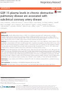 Cover page: GDF-15 plasma levels in chronic obstructive pulmonary disease are associated with subclinical coronary artery disease