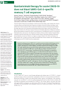 Cover page: Bamlanivimab therapy for acute COVID-19 does not blunt SARS-CoV-2-specific memory T cell responses