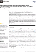 Cover page: Effect of Temperature and Surface Roughness on the Tribological Behavior of Electric Motor Greases for Hybrid Bearing Materials