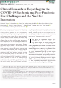 Cover page: Clinical Research in Hepatology in the COVID‐19 Pandemic and Post‐Pandemic Era: Challenges and the Need for Innovation