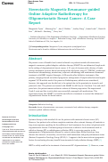 Cover page: Stereotactic Magnetic Resonance-guided Online Adaptive Radiotherapy for Oligometastatic Breast Cancer: A Case Report