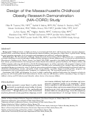 Cover page: Design of the Massachusetts Childhood Obesity Research Demonstration (MA-CORD) Study