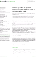 Cover page: Patient-specific 3D-printed nasopharyngeal stents in dogs: a cadaveric pilot study.