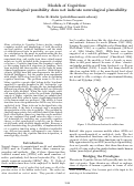 Cover page: Models of Cognition: Neurological Possiblity Does Not Indicate Neurological Plausibility