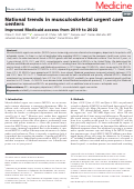 Cover page: National trends in musculoskeletal urgent care centers: Improved Medicaid access from 2019 to 2023.