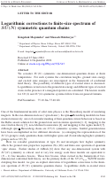 Cover page: Logarithmic corrections to finite-size spectrum of SU(N) symmetric quantum chains