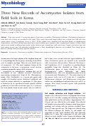 Cover page: Three New Records of Ascomycetes Isolates from Field Soils in Korea.