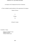 Cover page: An Analysis of the Temperature Size Rule in Ectotherms