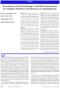 Cover page: Article116Am J Psychiatry 161:1, January 2004http://ajp.psychiatryonline.orgAssociation of Anticholinergic Load With Impairmentof Complex Attention and Memory in Schizophrenia