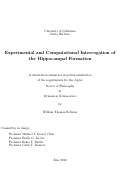 Cover page: Experimental and Computational Interrogation of the Hippocampal Formation