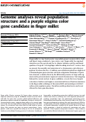 Cover page: Genome analyses reveal population structure and a purple stigma color gene candidate in finger millet