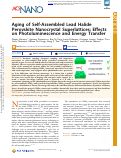 Cover page: Aging of Self-Assembled Lead Halide Perovskite Nanocrystal Superlattices: Effects on Photoluminescence and Energy Transfer