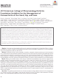 Cover page: 2019 American College of Rheumatology/Arthritis Foundation Guideline for the Management of Osteoarthritis of the Hand, Hip, and Knee