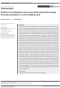 Cover page: Patterns of methylation and transcriptional plasticity during thermal acclimation in a reef-building coral.