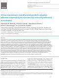 Cover page: When Less is More: Mindfulness Predicts Adaptive Affective Responding to Rejection via Reduced Prefrontal Recruitment