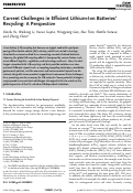 Cover page: Current Challenges in Efficient Lithium‐Ion Batteries’ Recycling: A Perspective