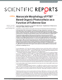 Cover page: Nanoscale Morphology of PTB7 Based Organic Photovoltaics as a Function of Fullerene Size