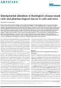 Cover page: Developmental alterations in Huntington's disease neural cells and pharmacological rescue in cells and mice