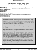 Cover page: Self-Reported Provider Safety in an Urban Emergency Medical System