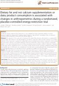 Cover page: Dietary fat and not calcium supplementation or dairy product consumption is associated with changes in anthropometrics during a randomized, placebo-controlled energy-restriction trial