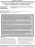 Cover page: Improving Accessibility in the Emergency Department for Patients with Disabilities: A Qualitative Study