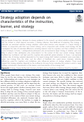 Cover page: Strategy adoption depends on characteristics of the instruction, learner, and strategy.