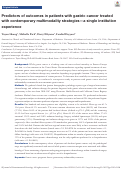 Cover page: Predictors of outcomes in patients with gastric cancer treated with contemporary multimodality strategies—a single institution experience