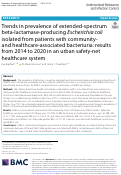 Cover page: Trends in prevalence of extended-spectrum beta-lactamase-producing Escherichia coli isolated from patients with community- and healthcare-associated bacteriuria: results from 2014 to 2020 in an urban safety-net healthcare system