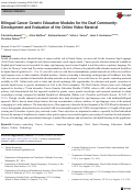 Cover page: Bilingual Cancer Genetic Education Modules for the Deaf Community: Development and Evaluation of the Online Video Material