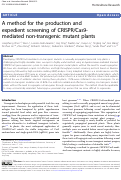 Cover page: A method for the production and expedient screening of CRISPR/Cas9-mediated non-transgenic mutant plants