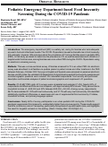 Cover page: Pediatric Emergency Department-based Food Insecurity Screening During the COVID-19 Pandemic