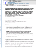 Cover page: Longitudinal stability of social cognition in schizophrenia: A 5-year follow-up of social perception and emotion processing.